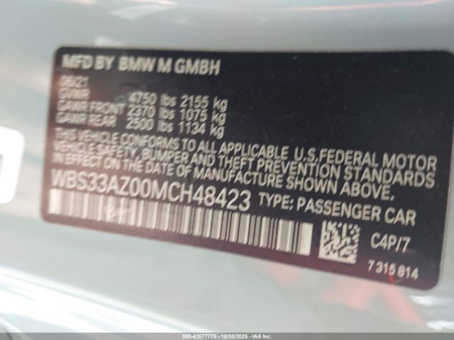 2021 BMW M4 WBS33AZ00MCH48423 Photo 8