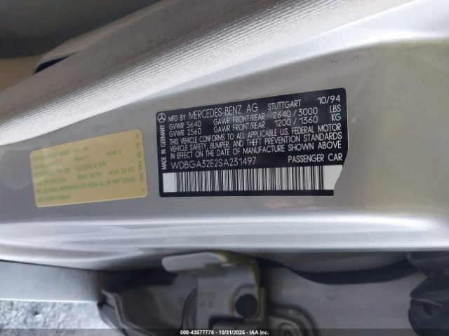 1995 MERCEDES-BENZ S WDBGA32E2SA231497 Photo 8