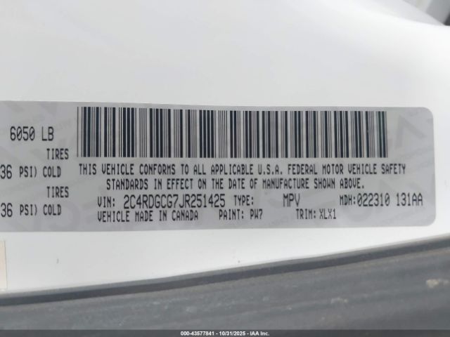 2018 DODGE GRAND CARAVAN 2C4RDGCG7JR251425 Photo 8