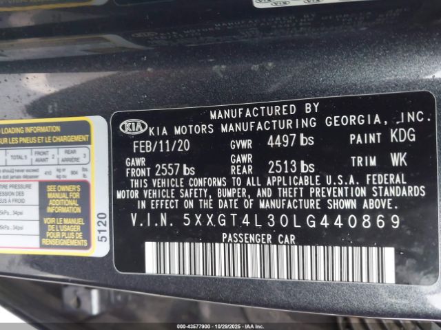 2020 KIA OPTIMA 5XXGT4L30LG440869 Photo 8