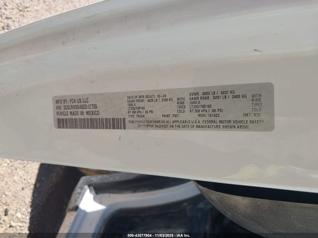 Aukcja sprzedaży 2025 Ram Promaster 2500 Tradesman Low Roof 136 Wb W/pass Seat, vin: 3C6LRVVG4SE512755, numer aukcji: 43577904