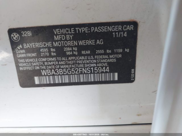 2015 BMW 328I WBA3B5G52FNS15944 Photo 8