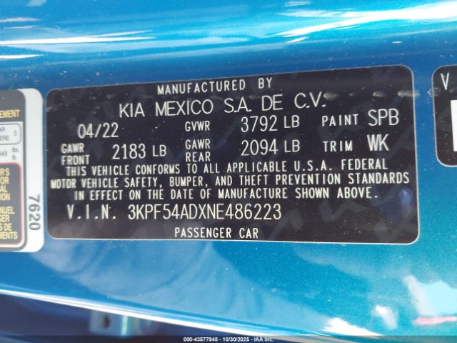 2022 KIA FORTE 3KPF54ADXNE486223 Photo 8