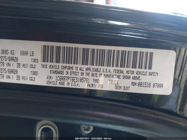 1C6RR7PT6ES105781 RAM 1500 Longhorn