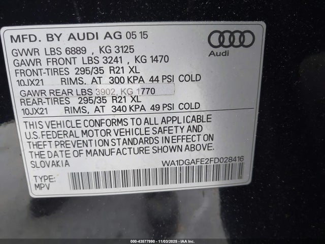 2015 AUDI Q7 WA1DGAFE2FD028416 Photo 8