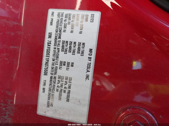 2023 TESLA MODEL Y 7SAYGDEE1PA075506 Photo 8