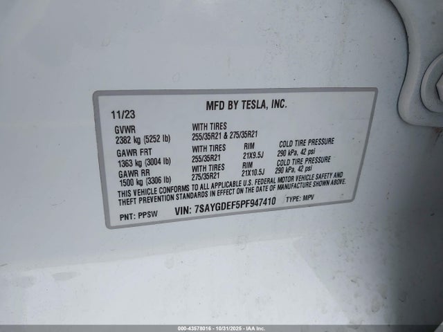 7SAYGDEF5PF947410 Tesla Model Y Performance Dual Motor All-wheel Drive