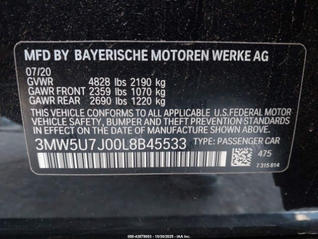 2020 BMW 3 SERIES 3MW5U7J00L8B45533 Photo 8