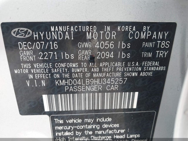 KMHD04LB9HU345257 Hyundai Elantra Sport