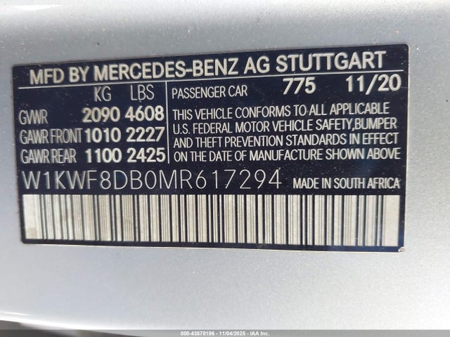 2021 MERCEDES-BENZ C 300 W1KWF8DB0MR617294 Photo 8
