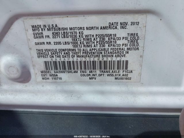 2013 MITSUBISHI OUTLANDER SPORT 4A4AP3AU5DE008972 Photo 8