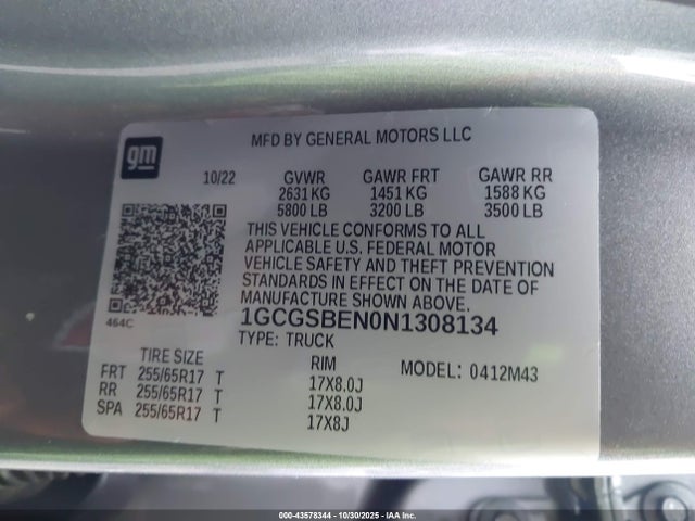 2022 CHEVROLET COLORADO 1GCGSBEN0N1308134 Photo 8