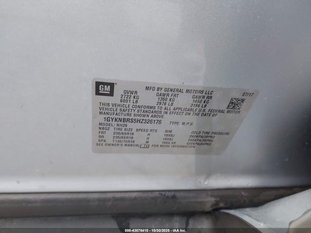 2017 CADILLAC XT5 1GYKNBRS5HZ326176 Photo 8