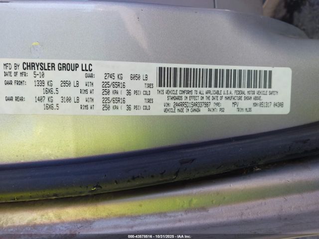 2010 CHRYSLER TOWN & COUNTRY 2A4RR5D15AR337987 Photo 8