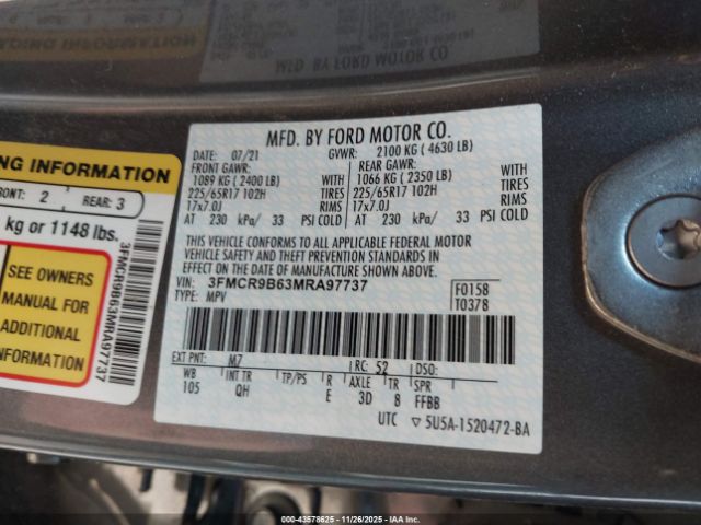 2021 FORD BRONCO SPORT 3FMCR9B63MRA97737 Photo 8