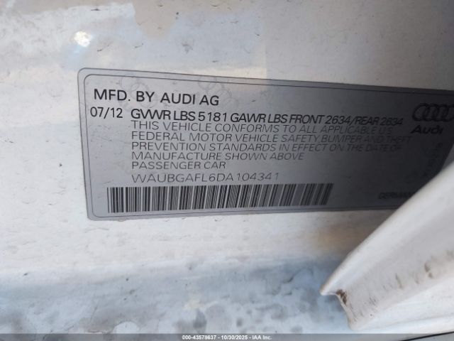 2013 AUDI S4 WAUBGAFL6DA104341 Photo 8