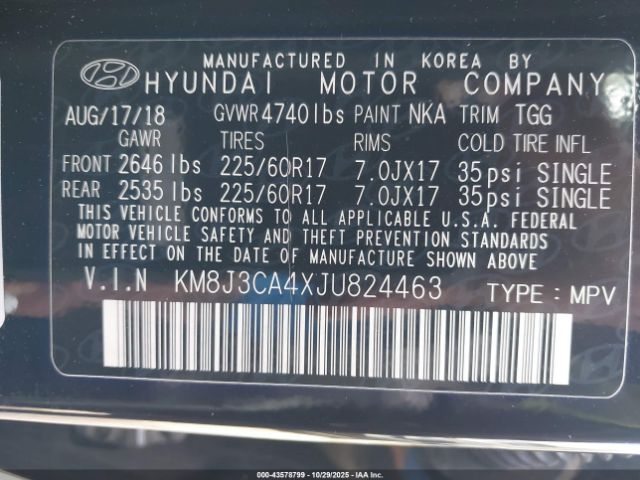 2018 HYUNDAI TUCSON KM8J3CA4XJU824463 Photo 8
