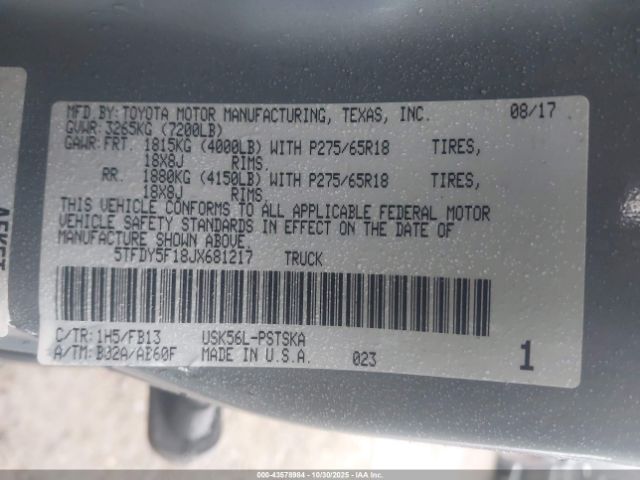 2018 TOYOTA TUNDRA 5TFDY5F18JX681217 Photo 8