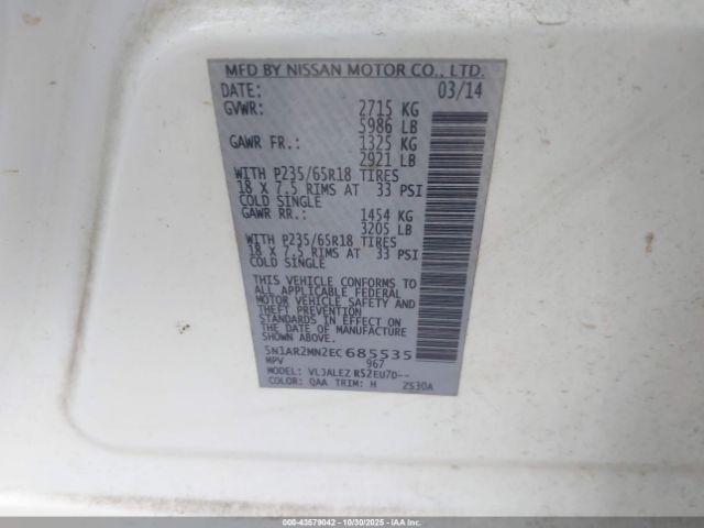 2014 NISSAN PATHFINDER 5N1AR2MN2EC685535 Photo 8