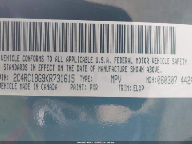 2019 CHRYSLER PACIFICA 2C4RC1BG9KR731615 Photo 8