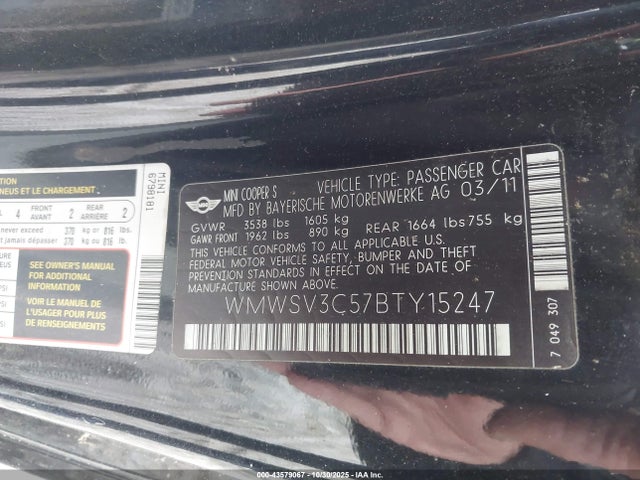 2011 MINI COOPER S WMWSV3C57BTY15247 Photo 8