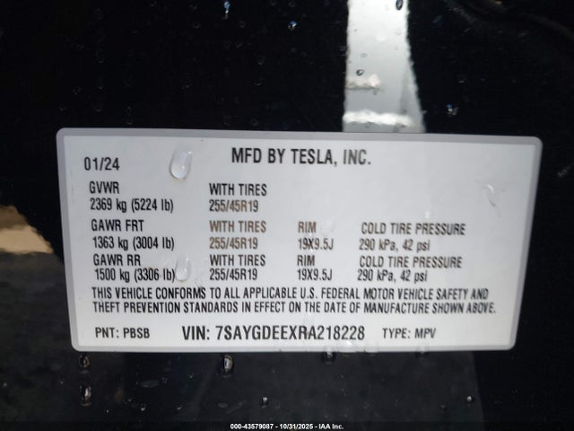2024 TESLA MODEL Y 7SAYGDEEXRA218228 Photo 8