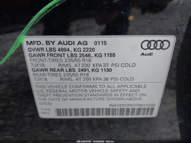 2015 AUDI Q3 WA1EFCFS1FR011232 Photo 8
