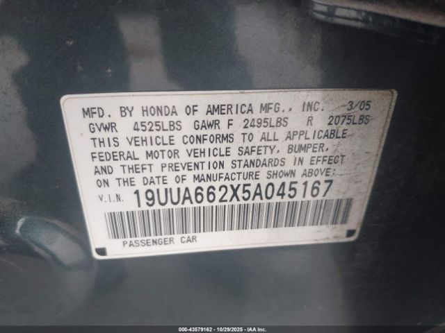 2005 ACURA TL 19UUA662X5A045167 Photo 8
