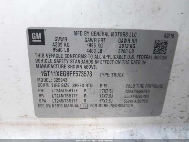 2015 GMC SIERRA 2500HD 1GT11XEG8FF573573 Photo 8