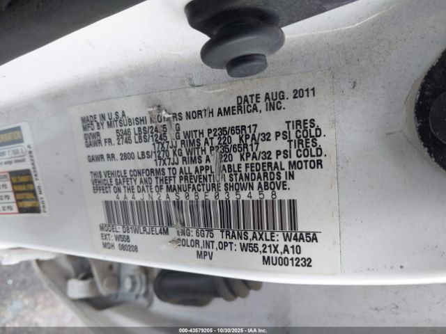 2011 MITSUBISHI ENDEAVOR 4A4JN2AS0BE035458 Photo 8