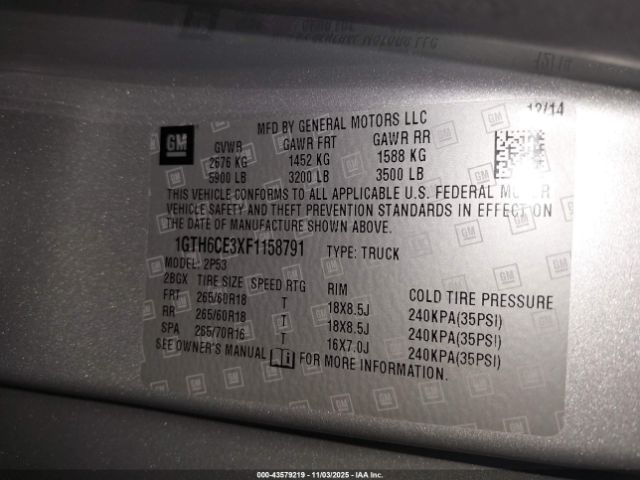 2015 GMC CANYON 1GTH6CE3XF1158791 Photo 8