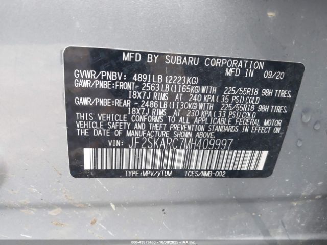 2021 SUBARU FORESTER JF2SKARC7MH409997 Photo 8