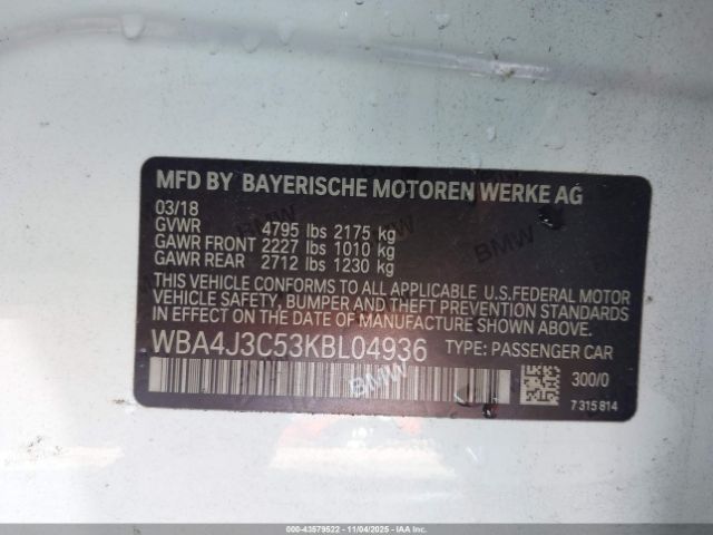 2019 BMW 430I GRAN COUPE WBA4J3C53KBL04936 Photo 8