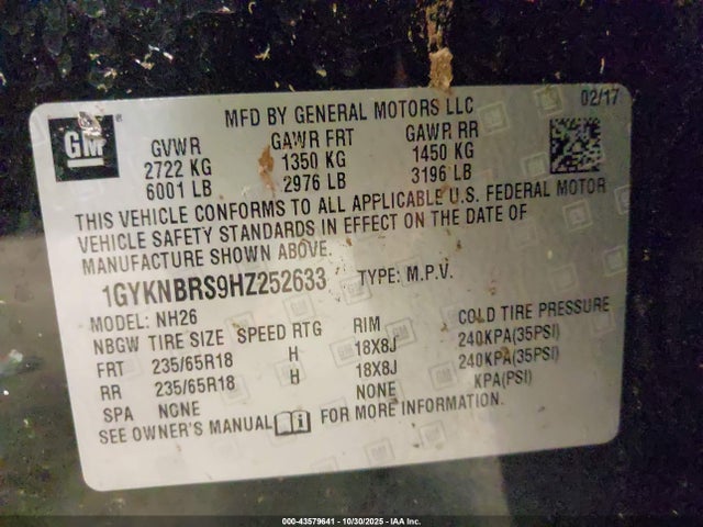 2017 CADILLAC XT5 1GYKNBRS9HZ252633 Photo 8