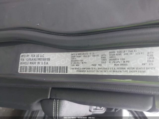 2021 JEEP GRAND CHEROKEE L 1C4RJKAG7M8169189 Photo 8