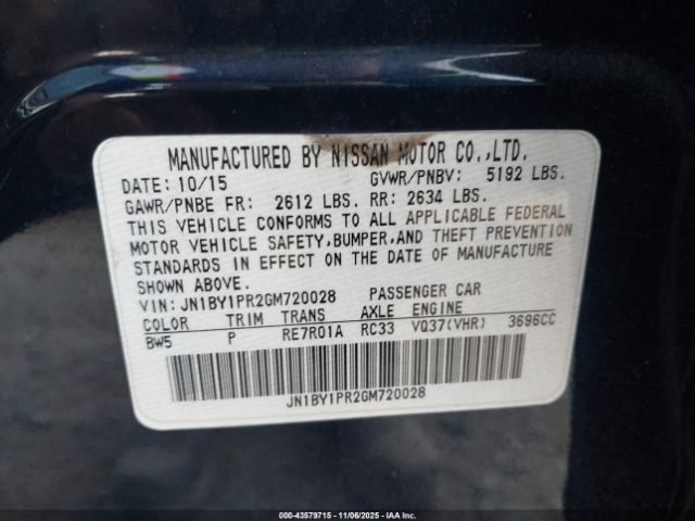 2016 INFINITI Q70L JN1BY1PR2GM720028 Photo 8