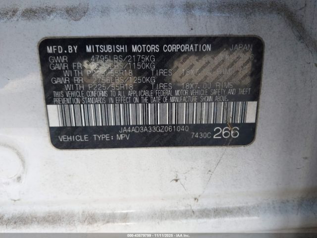2016 MITSUBISHI OUTLANDER JA4AD3A33GZ061040 Photo 8