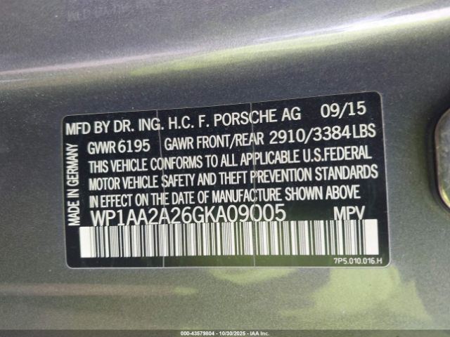 2016 PORSCHE CAYENNE WP1AA2A26GKA09005 Photo 8