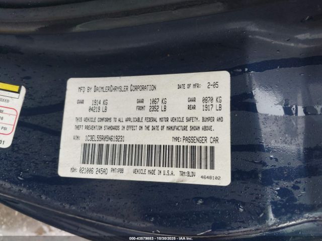2005 CHRYSLER SEBRING 1C3EL55R05N619231 Photo 8