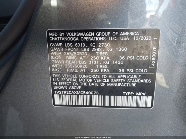 2021 VOLKSWAGEN ATLAS 1V2TR2CAXMC540073 Photo 8