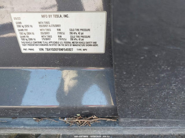 2022 TESLA MODEL Y 7SAYGDEF8NF545927 Photo 8
