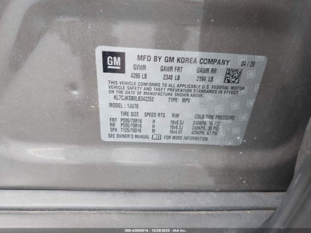 2020 CHEVROLET TRAX KL7CJKSB0LB342252 Photo 8