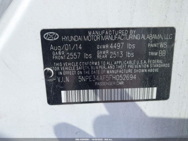 2015 HYUNDAI SONATA 5NPE34AF5FH052694 Photo 8