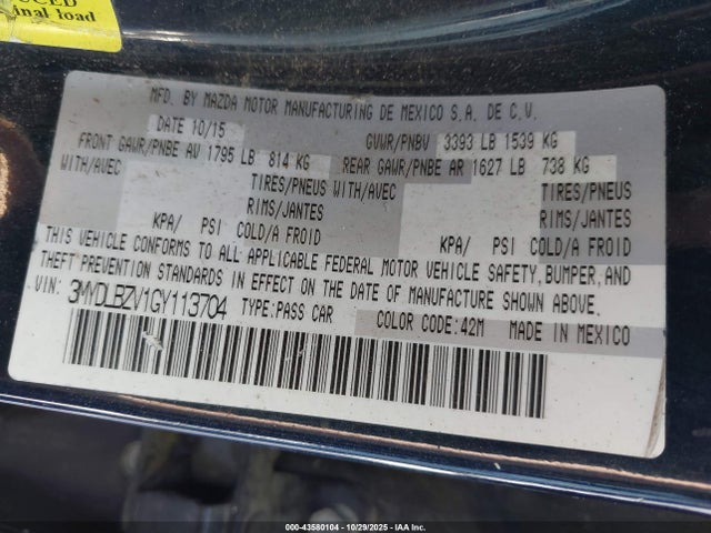 3MYDLBZV1GY113704 Scion p5v