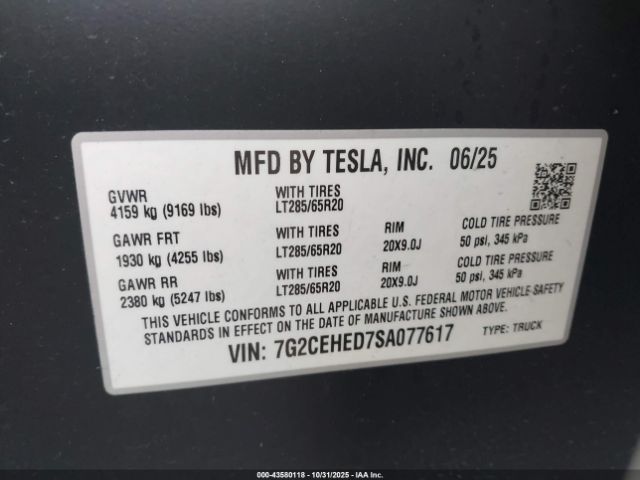 2025 TESLA CYBERTRUCK 7G2CEHED7SA077617 Photo 8