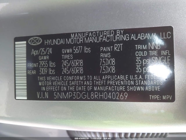 Hyundai Santa Fe Xrt 2024 5NMP3DGL8RH040269 Image 27