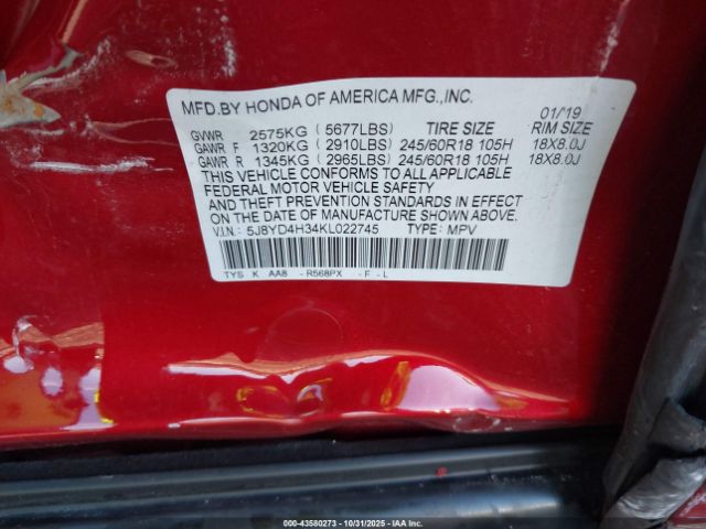2019 ACURA MDX 5J8YD4H34KL022745 Photo 8