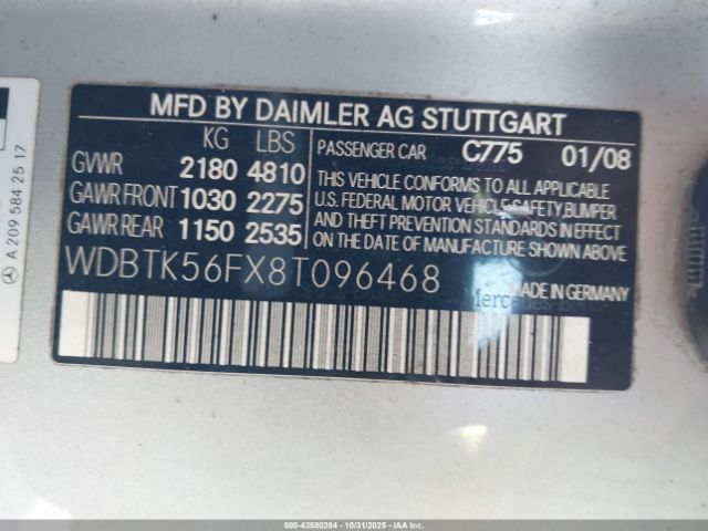 2008 MERCEDES-BENZ CLK 350 WDBTK56FX8T096468 Photo 8