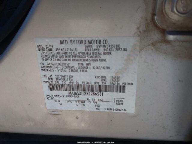 2019 FORD ECOSPORT MAJ6S3JL3KC286531 Photo 8