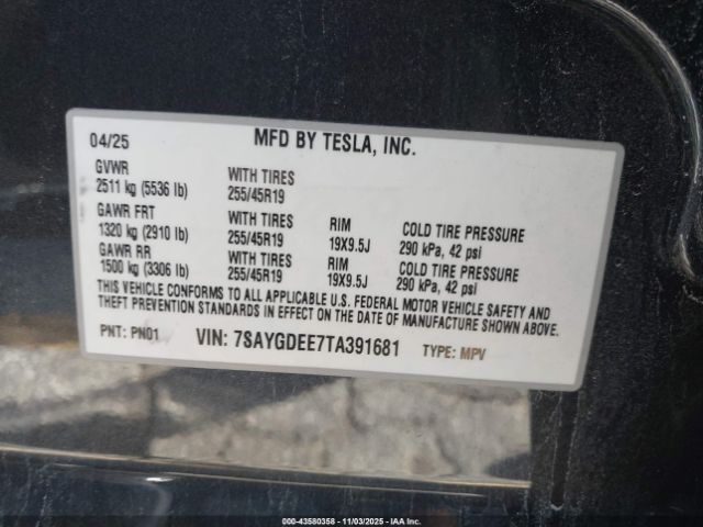 2026 TESLA MODEL Y 7SAYGDEE7TA391681 Photo 8